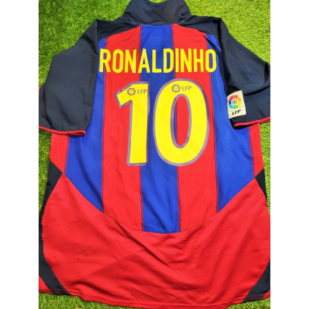 Ronaldinho Barcelona 2003 2004 DEBUT SEASON Home Soccer Jersey Shirt Camiseta XL